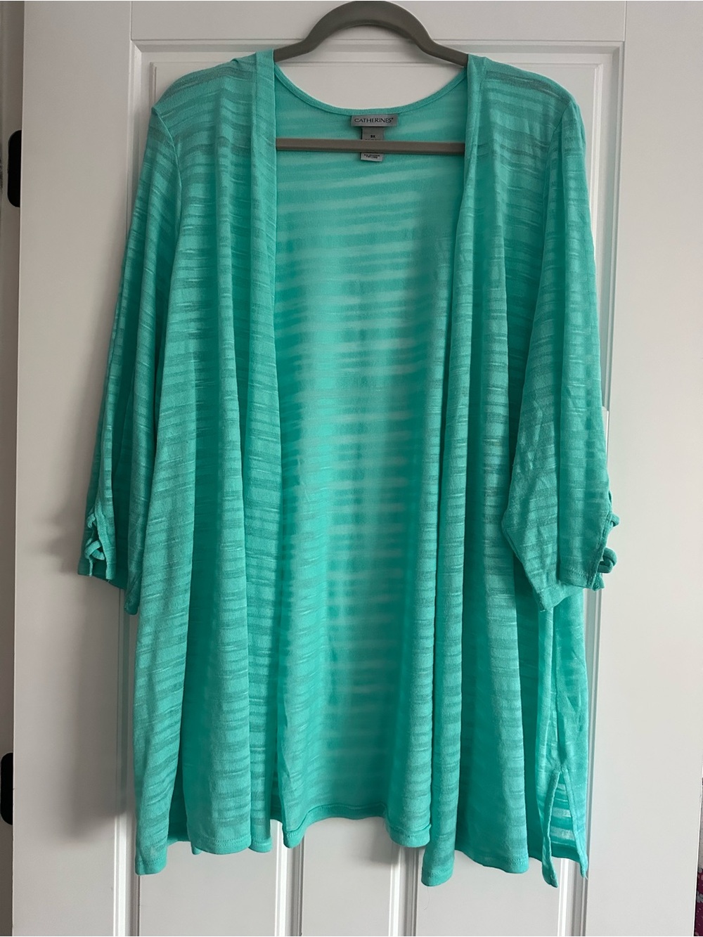 Catherine’s plus Teal Open-Front Lightweight Cardigan